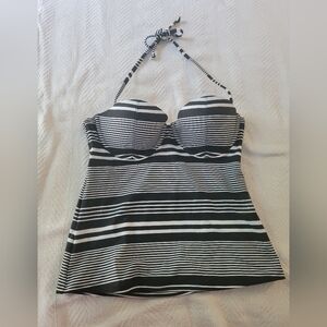 Old Navy small black and white stripe swim top